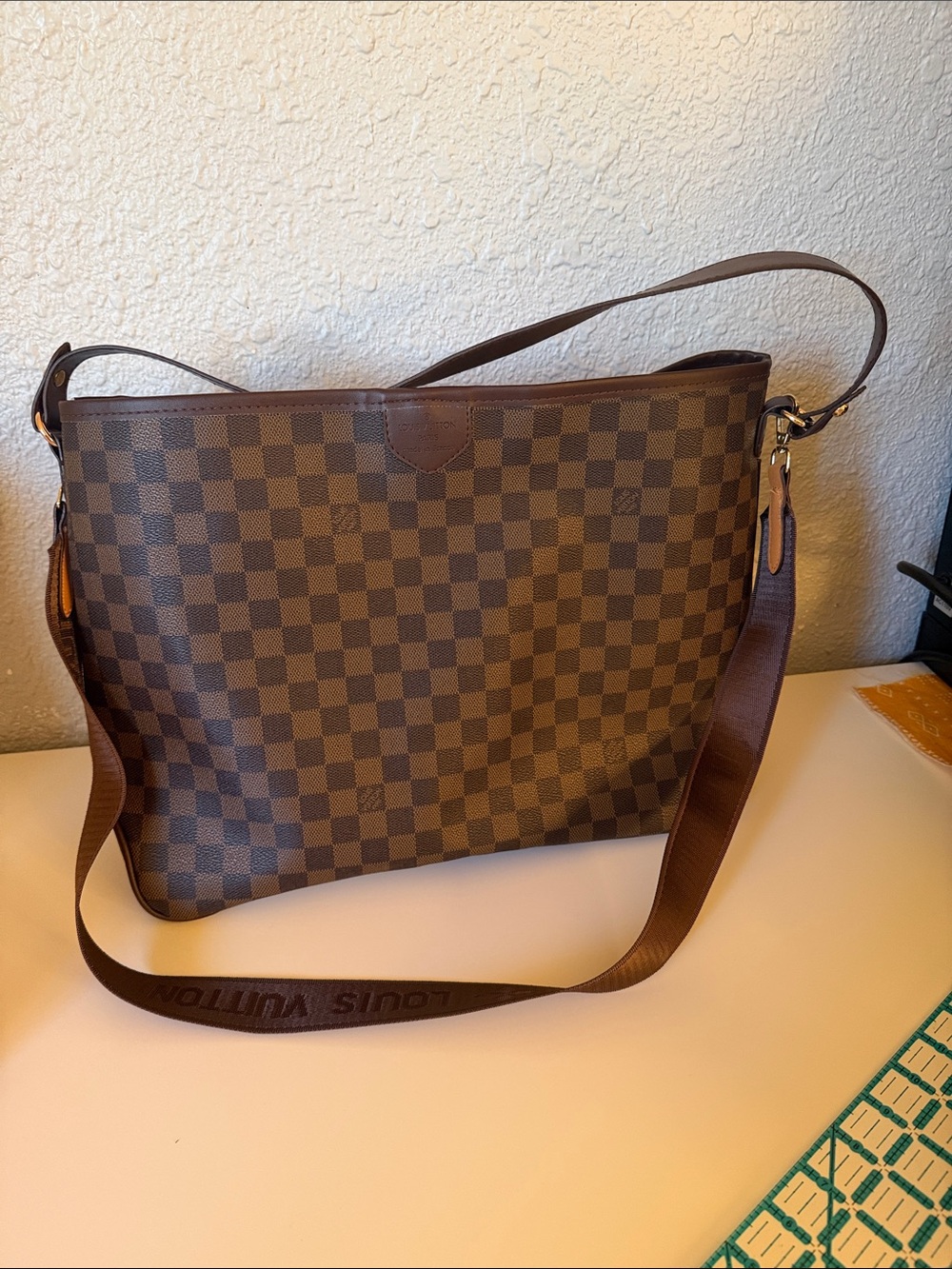 Brown Checkerboard Shoulder Bag